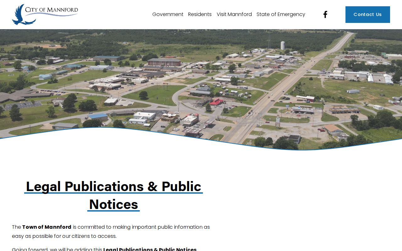 Mannford City Hall and Police locations on the official city site